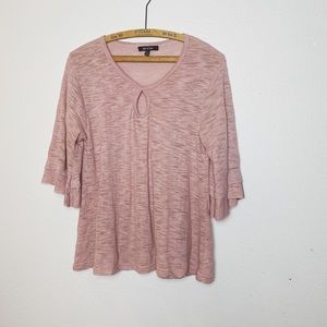 Yak & Yeti pink bell flare sleeves tshirt shirt blouse L
